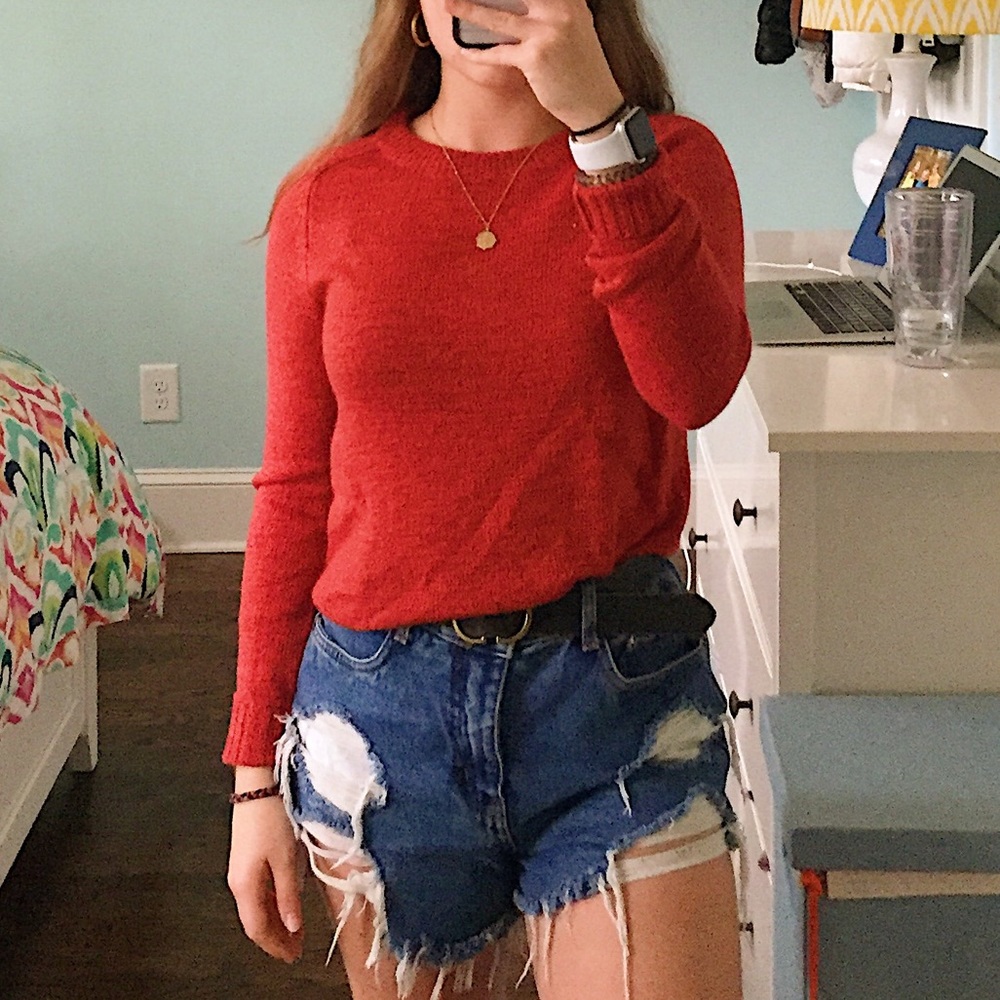 H&M red crew neck sweater